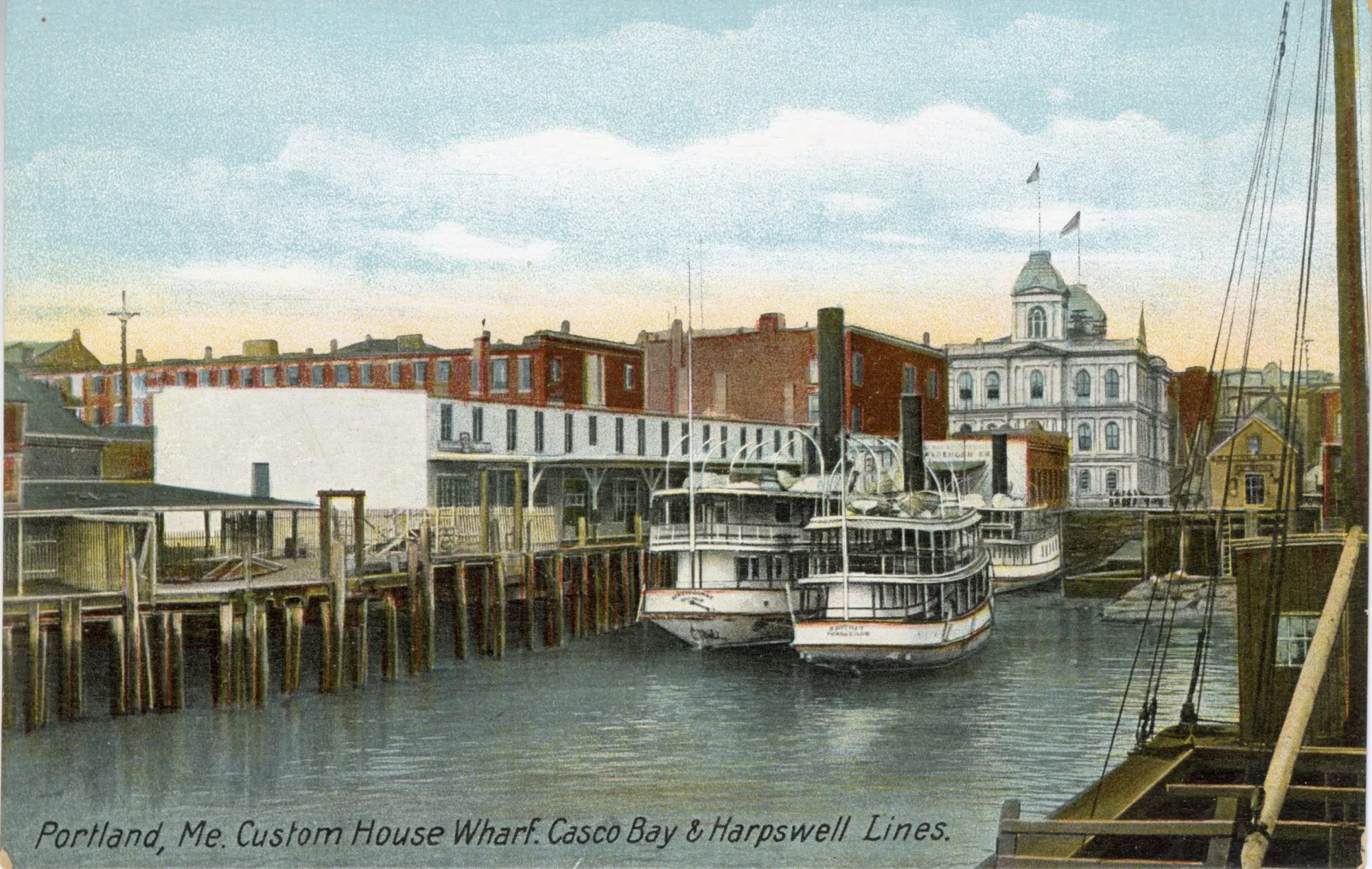 Historic Portland waterfront postcard, ca. 1915. Courtesy of Bangor Public Library